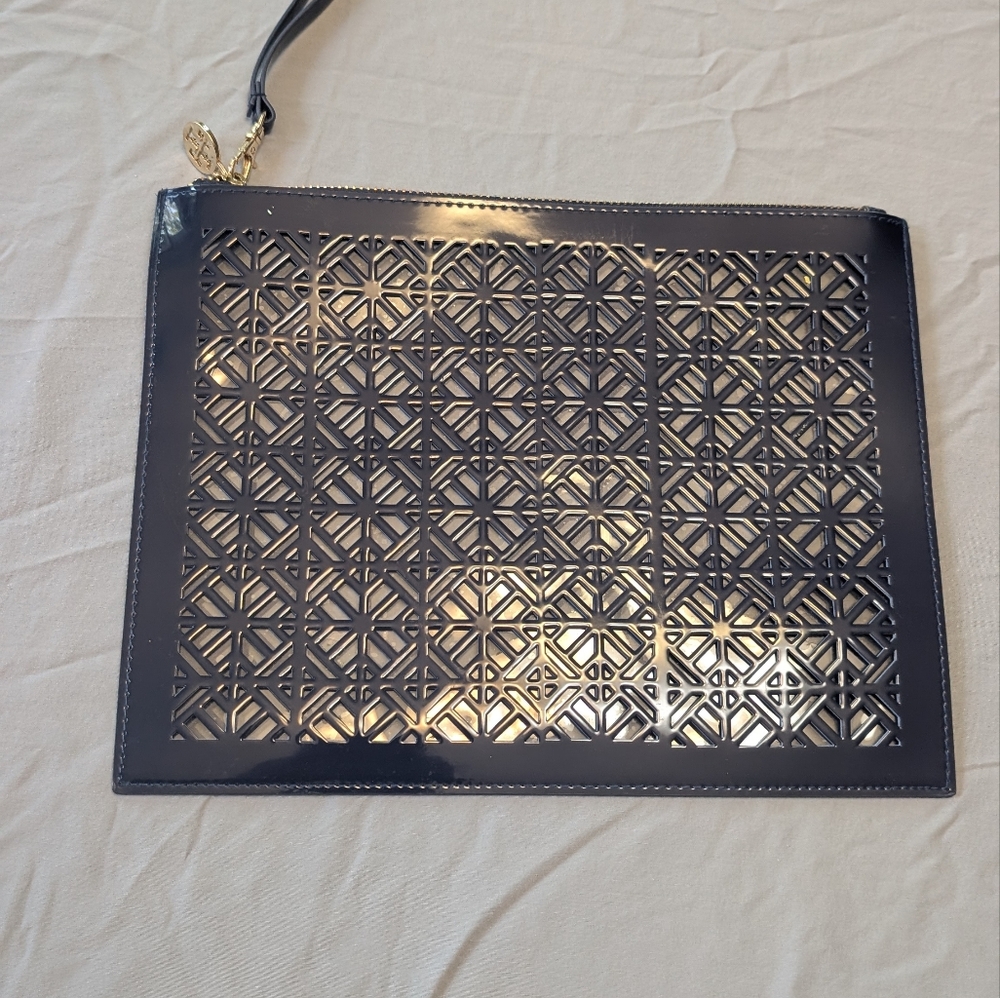 Tory Burch Navy Cutout Clutch